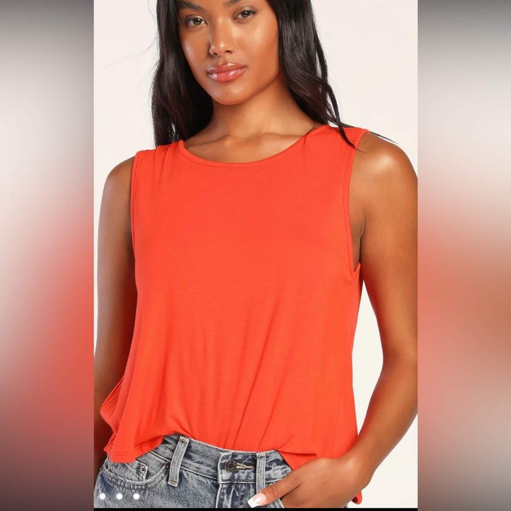 Red orange twist back top